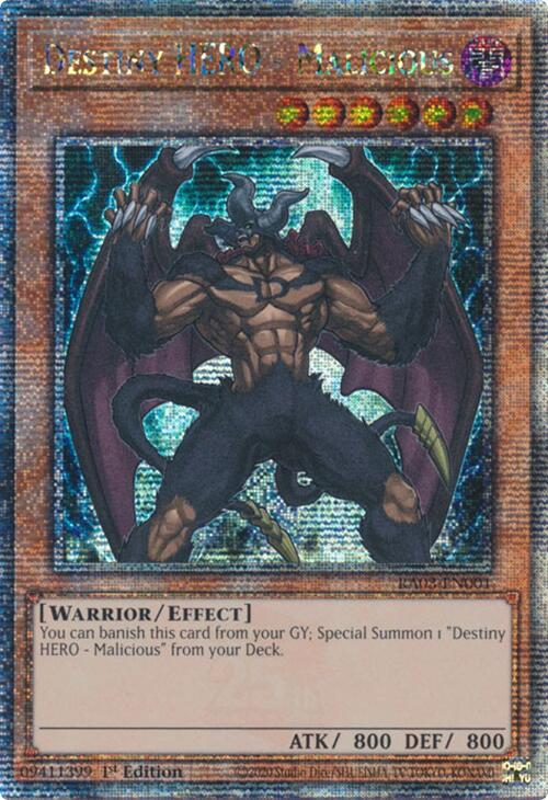 Destiny HERO - Malicious (Quarter Century Secret Rare) [RA03-EN001] Quarter Century Secret Rare | Black Swamp Games