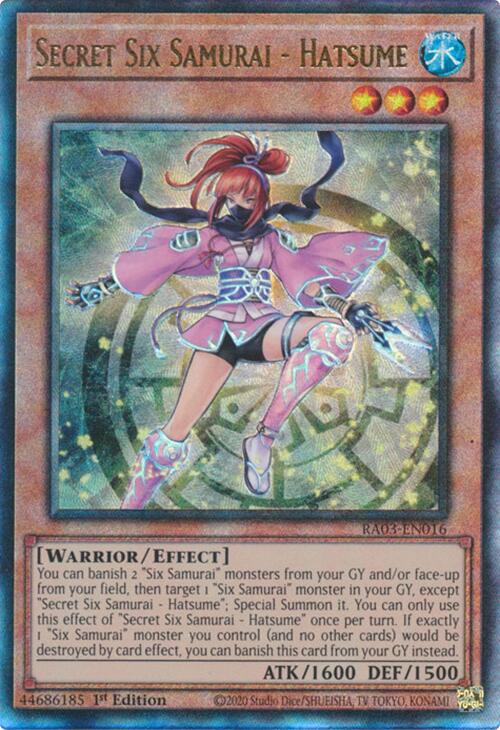 Secret Six Samurai - Hatsume (UTR) [RA03-EN016] Prismatic Ultimate Rare | Black Swamp Games