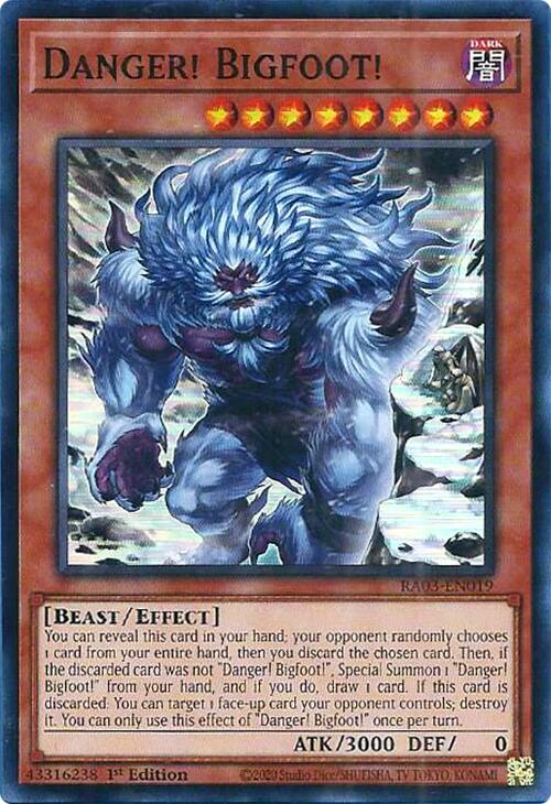 Danger! Bigfoot! (Alternate Art) [RA03-EN019] Super Rare | Black Swamp Games