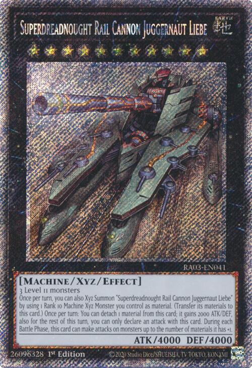 Superdreadnought Rail Cannon Juggernaut Liebe (Platinum Secret Rare) [RA03-EN041] Platinum Secret Rare | Black Swamp Games