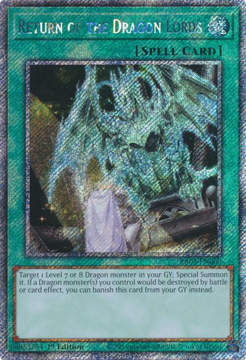 Return of the Dragon Lords (Platinum Secret Rare) [RA03-EN060] Platinum Secret Rare | Black Swamp Games