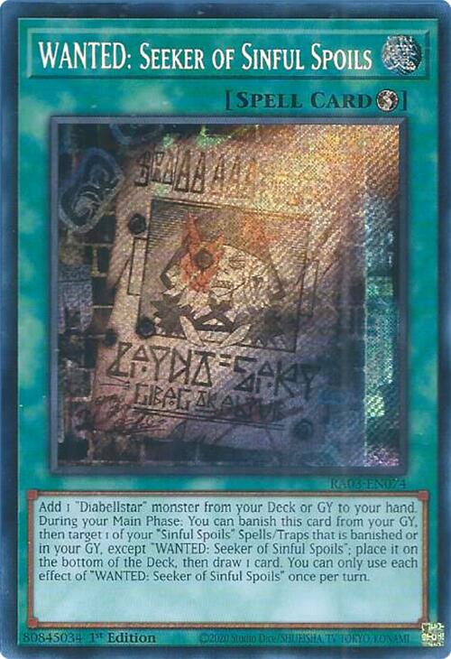 WANTED: Seeker of Sinful Spoils (Secret Rare) [RA03-EN074] Secret Rare | Black Swamp Games