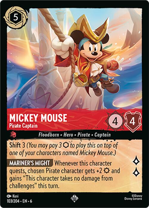 Mickey Mouse - Pirate Captain (103/204) [Azurite Sea] | Black Swamp Games