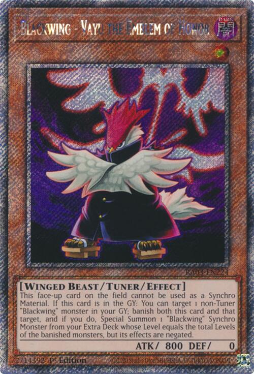 Blackwing - Vayu the Emblem of Honor (Platinum Secret Rare) [RA03-EN224] Platinum Secret Rare | Black Swamp Games