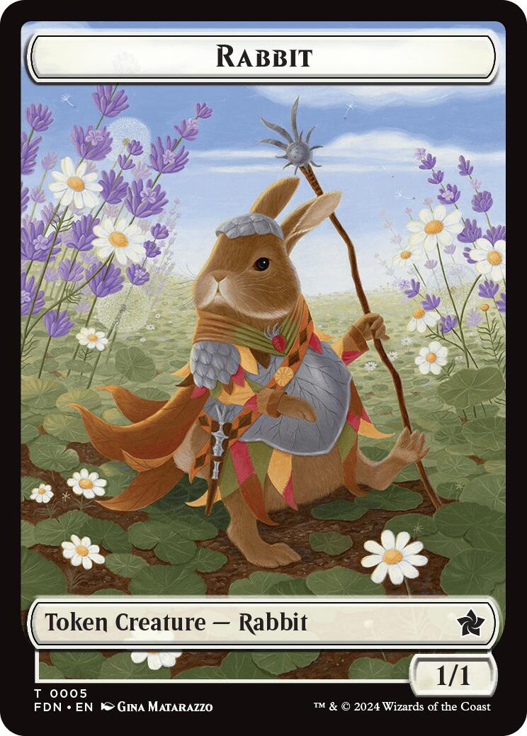 Rabbit // Soldier Double-Sided Token [Foundations Tokens] | Black Swamp Games