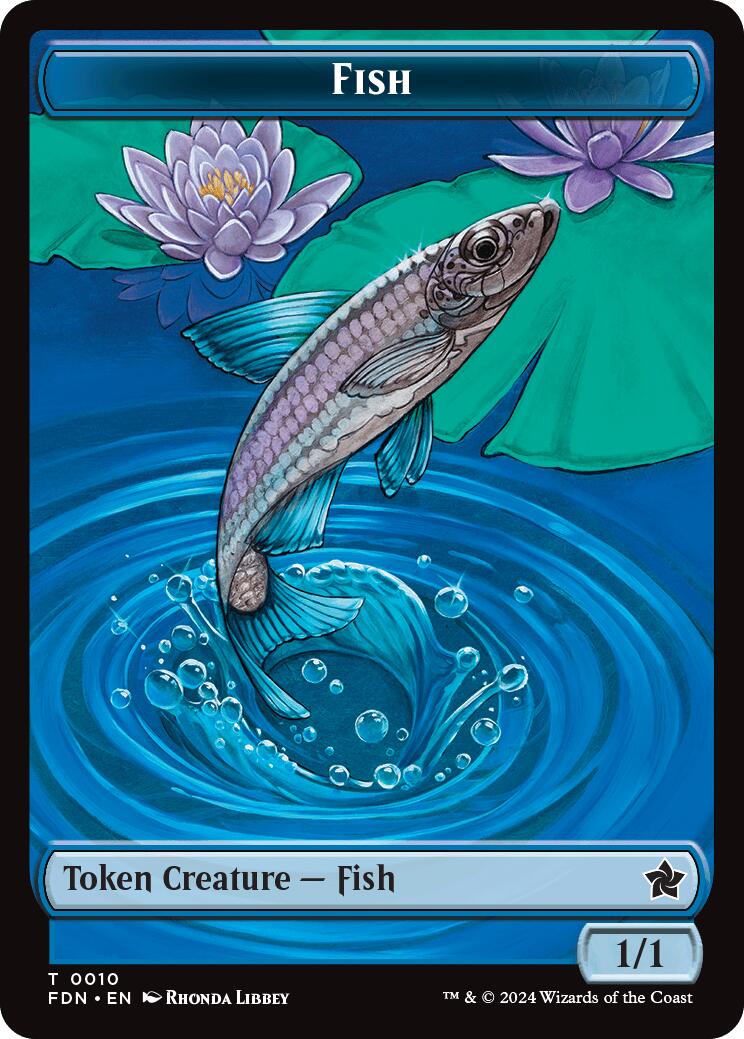 Faerie // Fish Doubled-Sided Token [Foundations Tokens] | Black Swamp Games