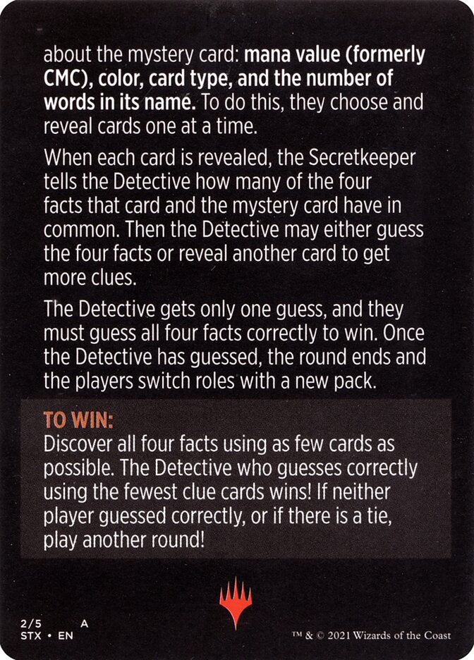 Booster Sleuth (Magic Minigame) [Strixhaven: School of Mages Minigame] | Black Swamp Games