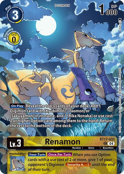 Renamon [BT17-031] (Legend Pack 2024 Box Topper) [Chain of Liberation] | Black Swamp Games