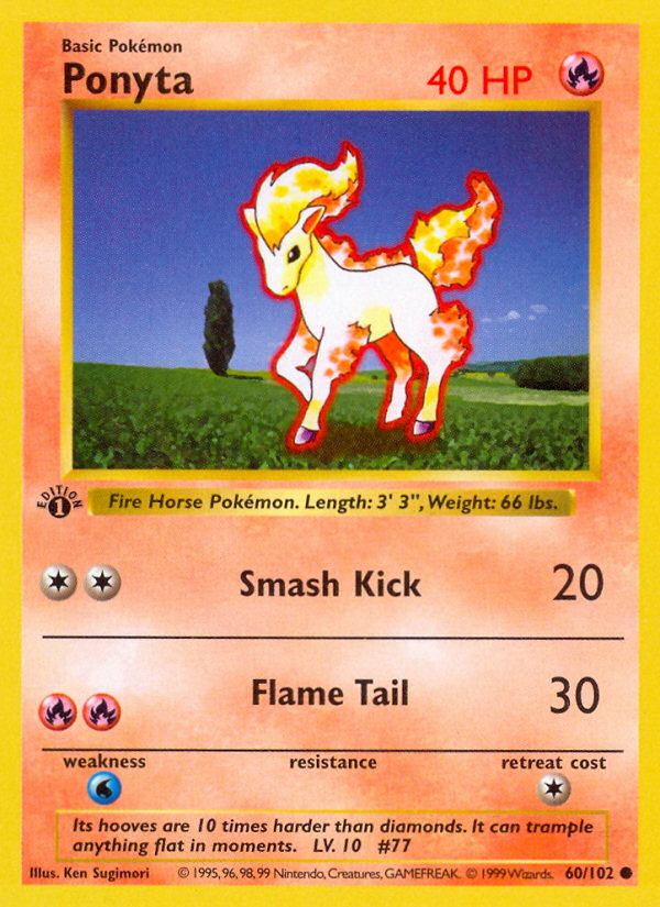 Ponyta (60/102) (Shadowless) [Base Set 1st Edition] | Black Swamp Games