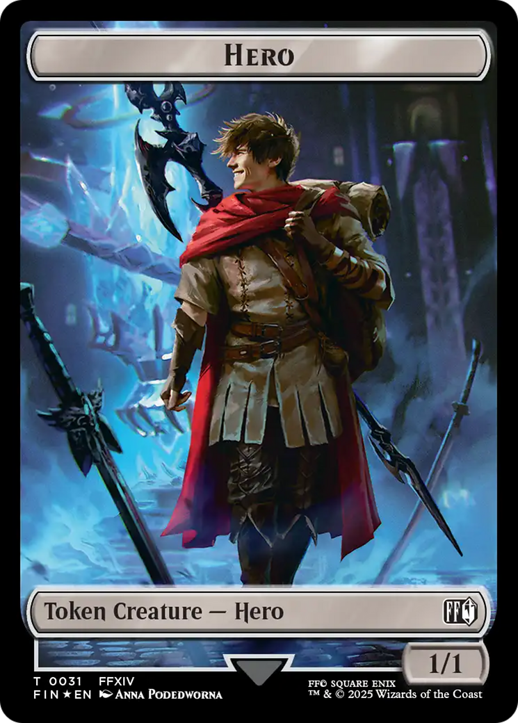 Hero (0031) // Wizard (0035) Double-Sided Token (Surge Foil) [FINAL FANTASY Tokens] | Black Swamp Games