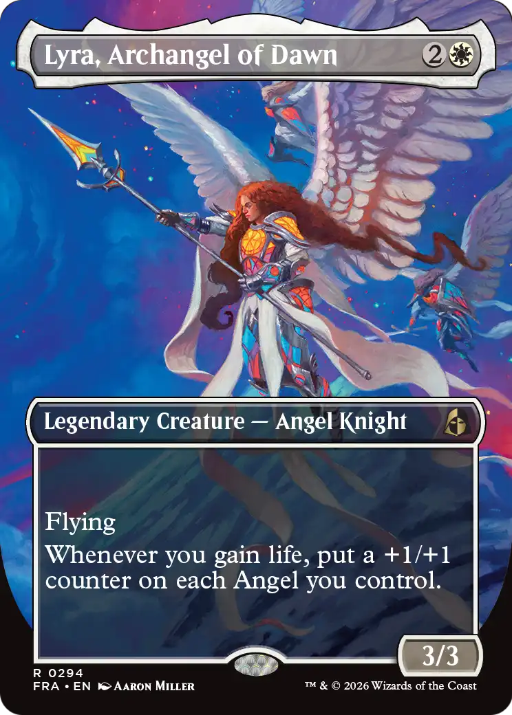 Lyra, Archangel of Dawn (Borderless) [Reality Fracture] | Black Swamp Games