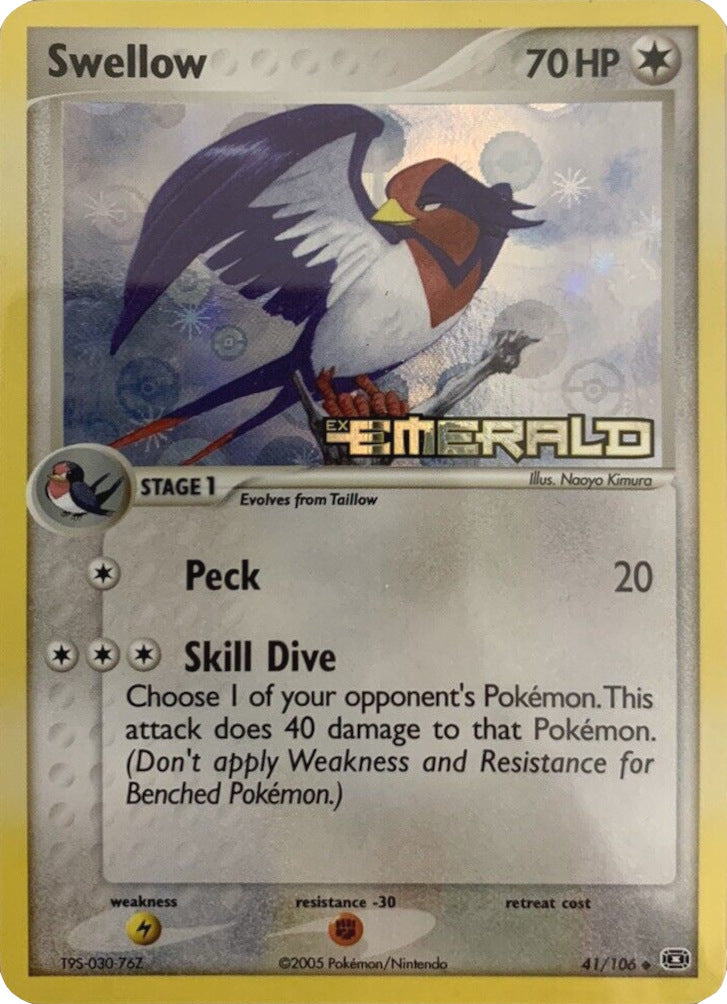 Swellow (41/106) (Stamped) [EX: Emerald] | Black Swamp Games
