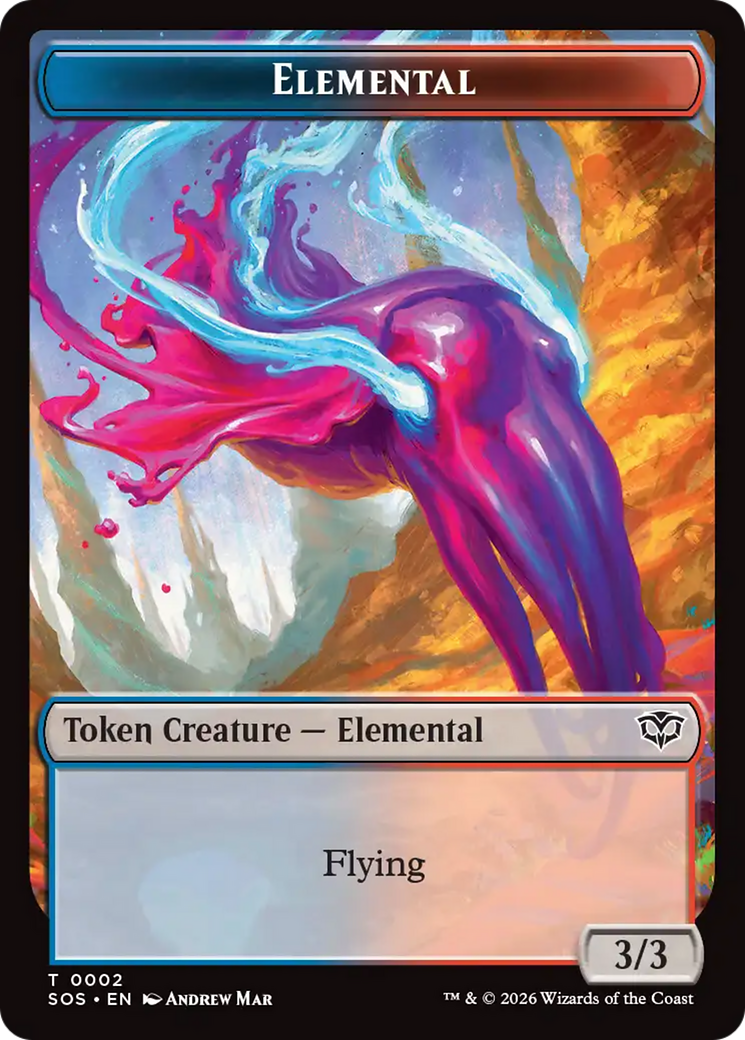 Fractal (0004) // Elemental (0002) Double-Sided Token [Secrets of Strixhaven Tokens] | Black Swamp Games