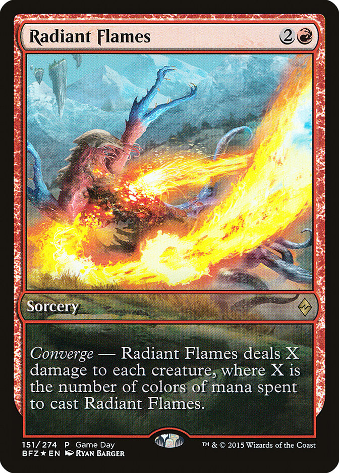 Radiant Flames (Game Day) [Battle for Zendikar Promos] | Black Swamp Games