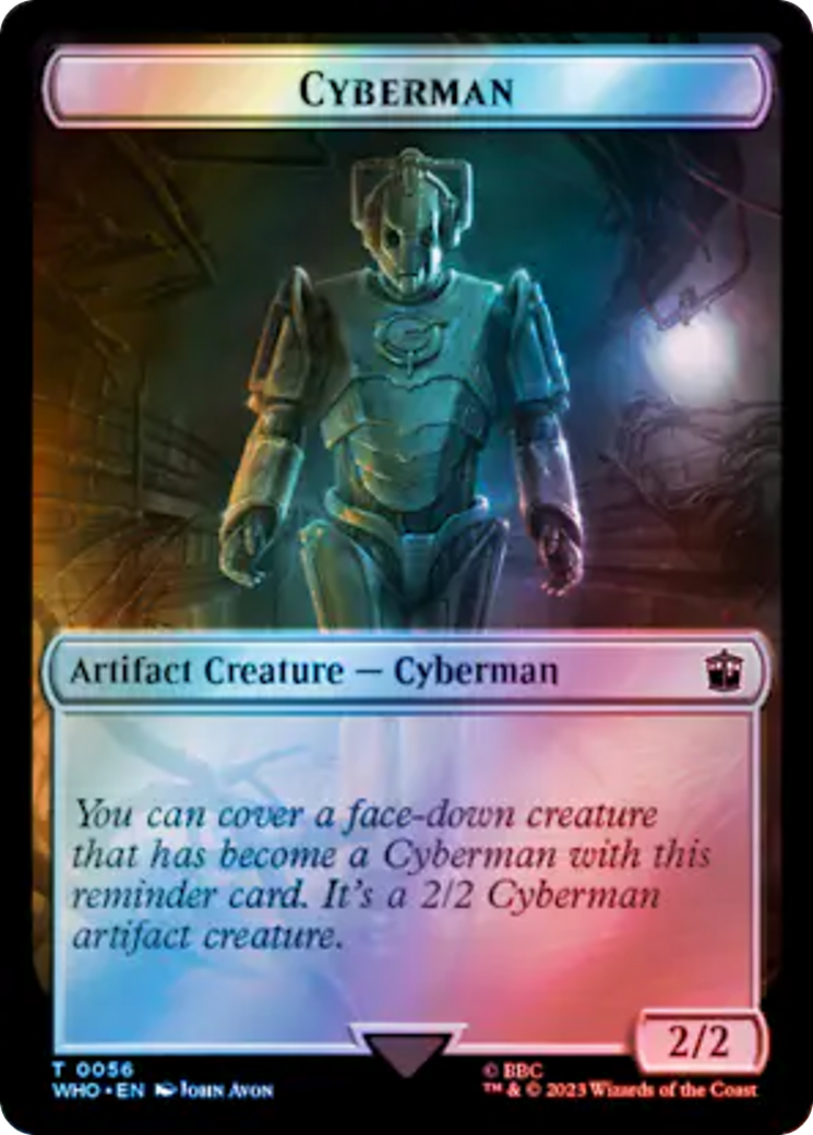 Warrior // Cyberman Double-Sided Token (Surge Foil) [Doctor Who Tokens] | Black Swamp Games