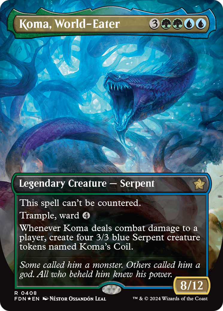 Koma, World-Eater (Borderless) (Mana Foil) [Foundations] | Black Swamp Games