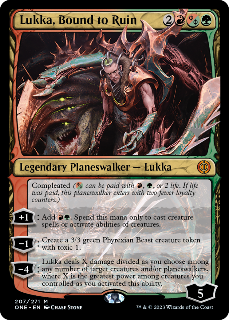 Lukka, Bound to Ruin (Promo Pack) [Phyrexia: All Will Be One Promos] | Black Swamp Games