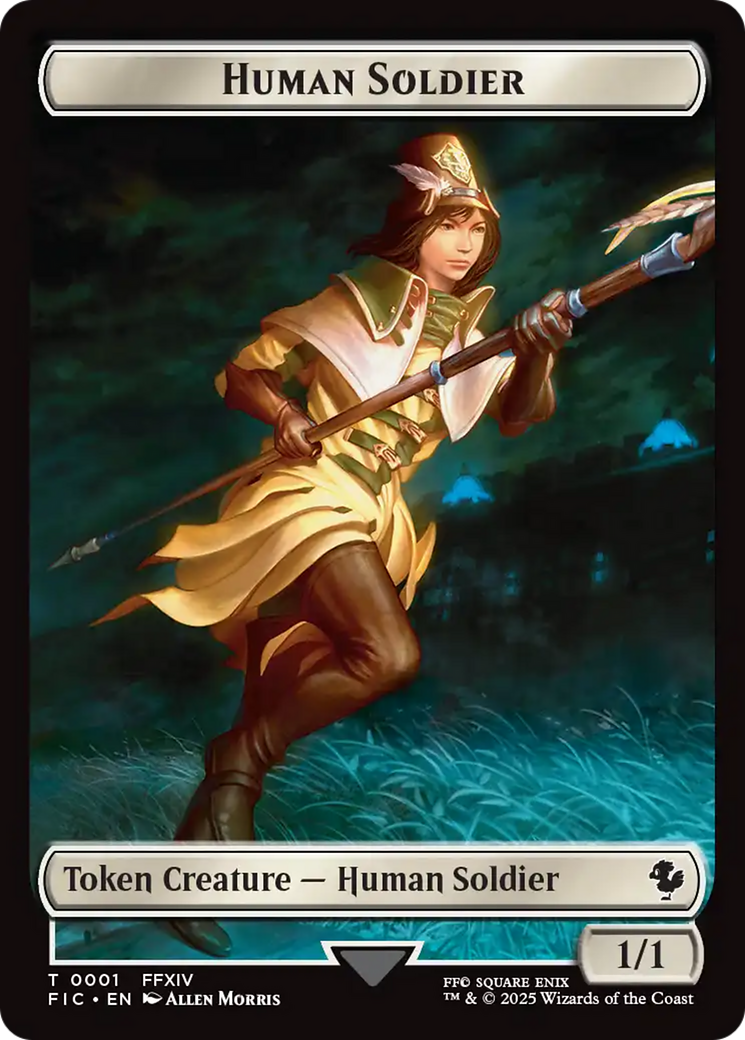 Human Soldier // Hero (0033) Double-Sided Token (Surge Foil) [FINAL FANTASY Commander Tokens] | Black Swamp Games