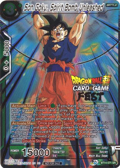 Son Goku, Spirit Bomb Unleashed (Card Game Fest 2022) (BT14-071) [Tournament Promotion Cards] | Black Swamp Games