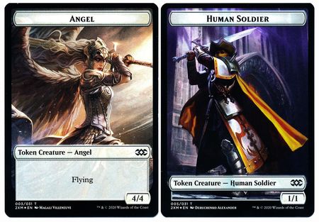 Angel // Human Soldier Double-Sided Token [Double Masters Tokens] | Black Swamp Games