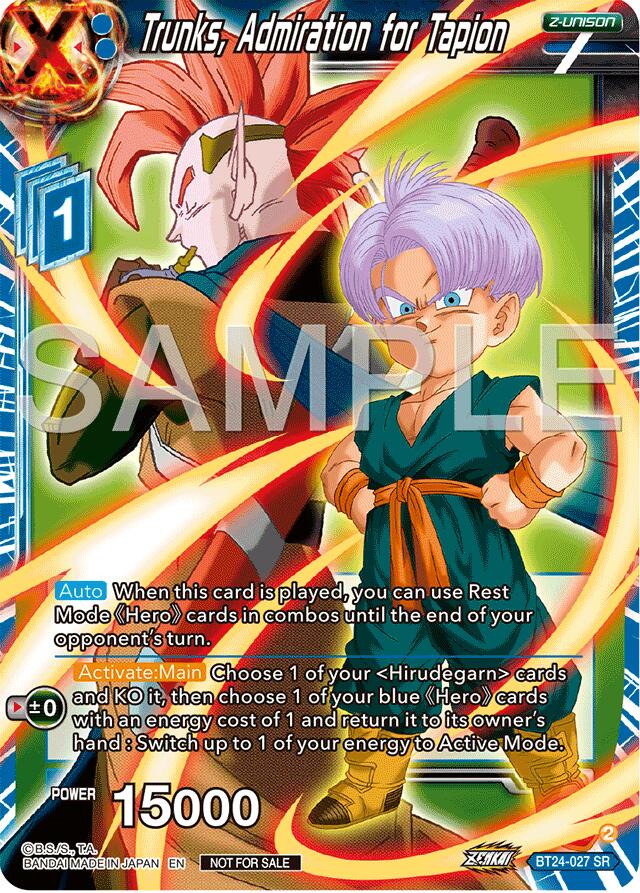 Trunks, Admiration for Tapion (Championship 2024 Finals Zenkai Pack) (BT24-027) [Tournament Promotion Cards] | Black Swamp Games