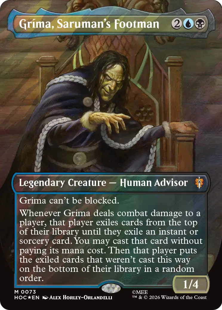 Grima, Saruman's Footman (Borderless) (Surge Foil) [The Hobbit: Eternal-Legal] | Black Swamp Games