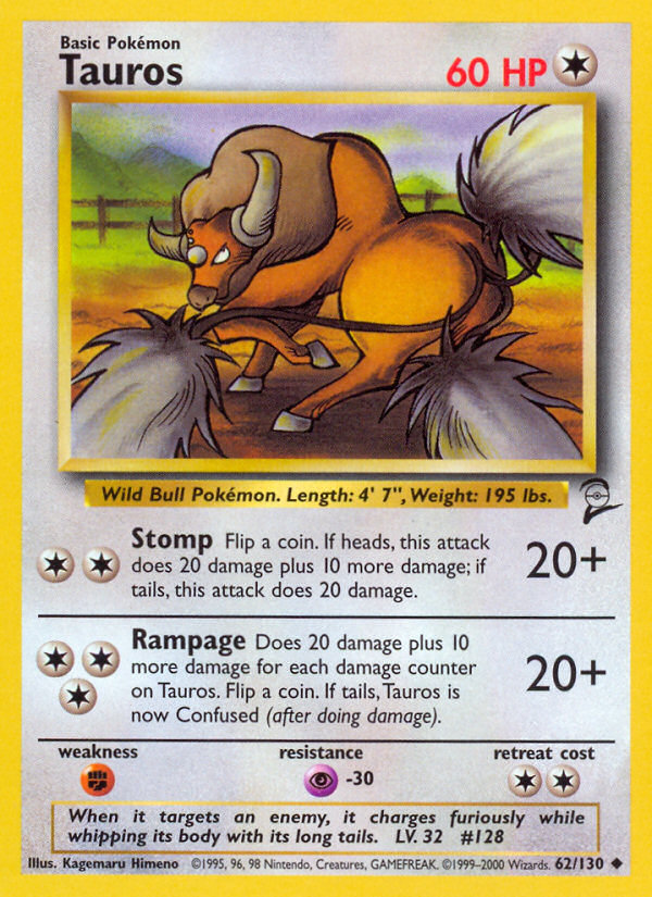 Tauros (62/130) [Base Set 2] | Black Swamp Games