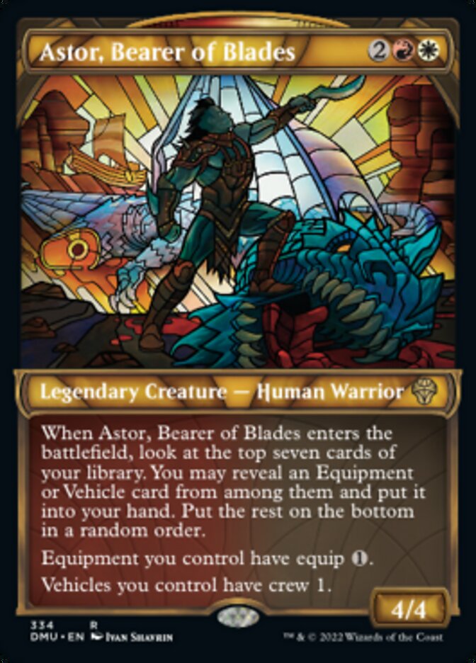 Astor, Bearer of Blades (Showcase Textured) [Dominaria United] | Black Swamp Games