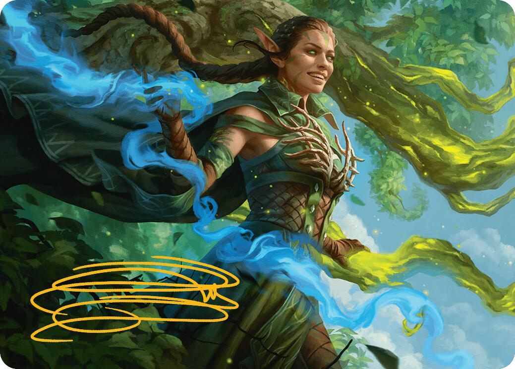 Nissa, Worldsoul Speaker Art Card (Gold-Stamped Signature) [Aetherdrift Art Series] | Black Swamp Games