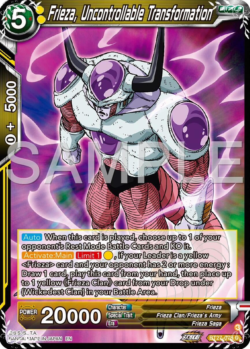 Frieza, Uncontrollable Transformation (BT27-078) [History of Z] | Black Swamp Games