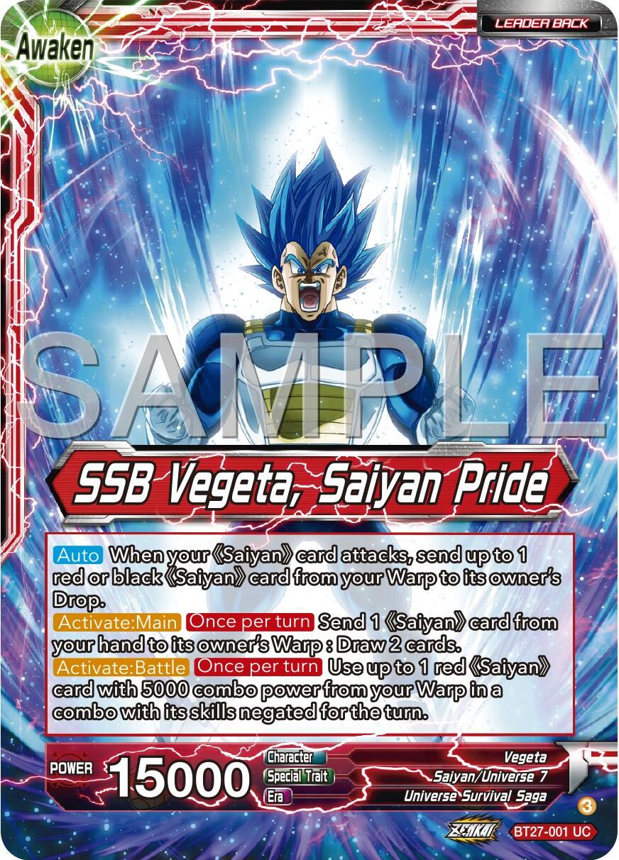 Vegeta // SSB Vegeta, Saiyan Pride (BT27-001) [History of Z] | Black Swamp Games