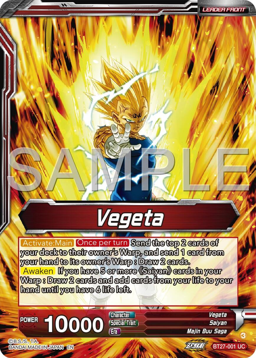 Vegeta // SSB Vegeta, Saiyan Pride (BT27-001) [History of Z] | Black Swamp Games