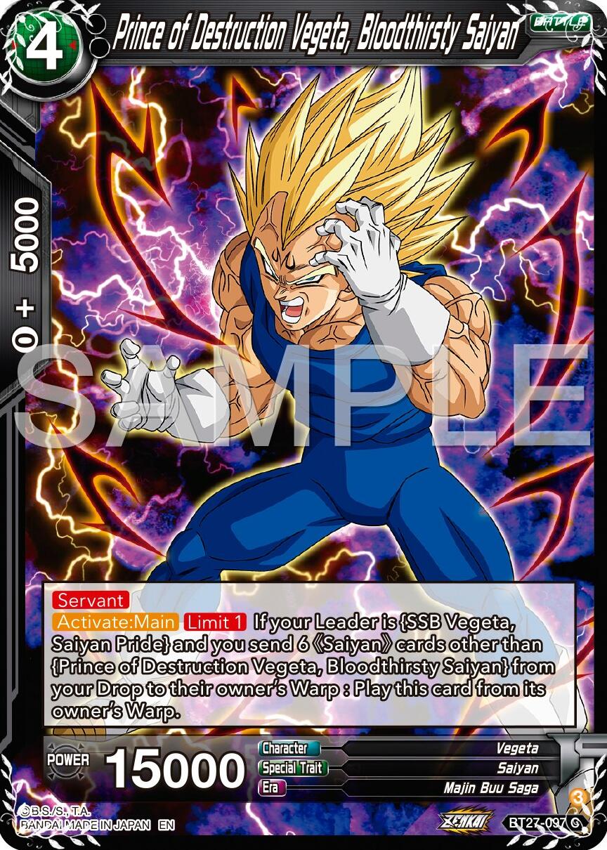 Prince of Destruction Vegeta, Bloodthirsty Saiyan (BT27-097) [History of Z] | Black Swamp Games