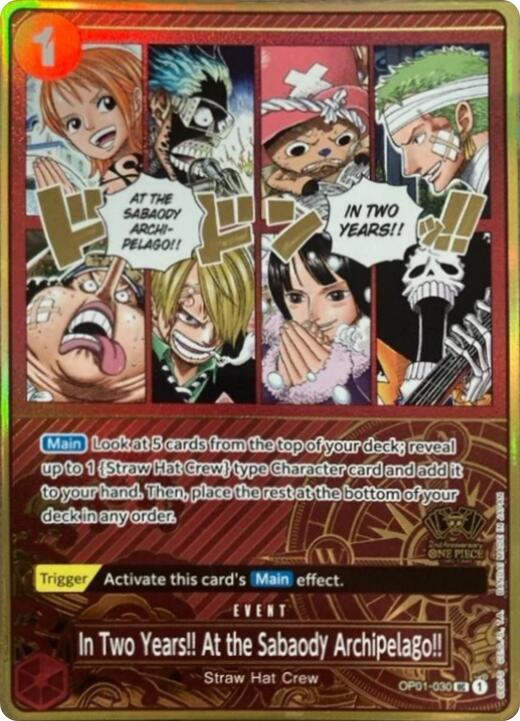 In Two Years!! At the Sabaody Archipelago!! (Japanese Version 2nd Anniversary Set) [One Piece Promotion Cards] | Black Swamp Games