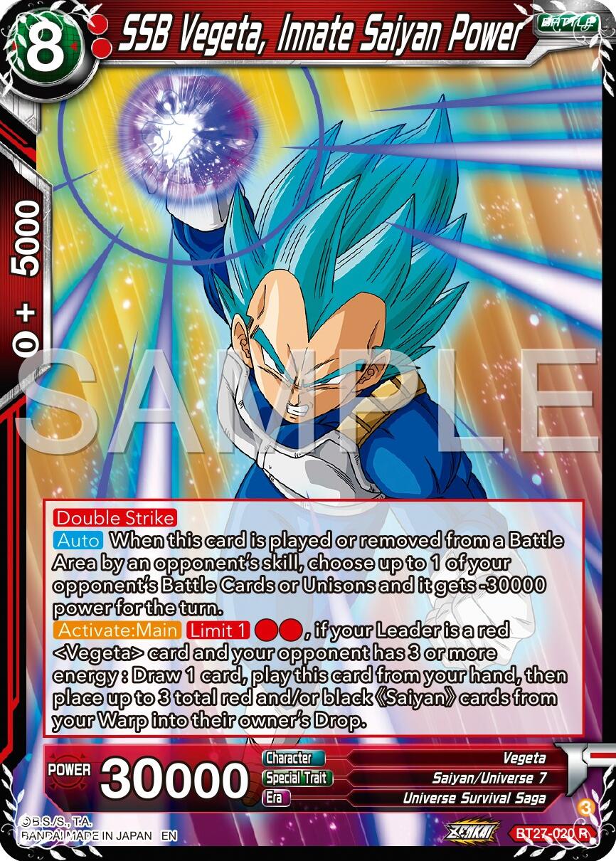 SSB Vegeta, Innate Saiyan Power (BT27-020) [History of Z] | Black Swamp Games