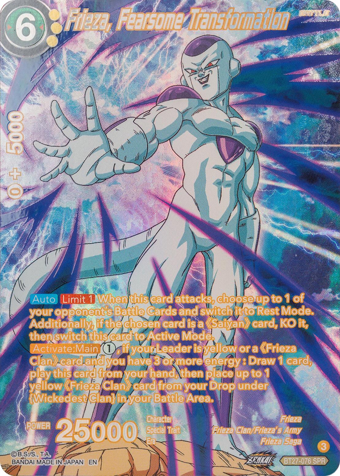 Frieza, Fearsome Transformation (SPR) (BT27-076) [History of Z] | Black Swamp Games