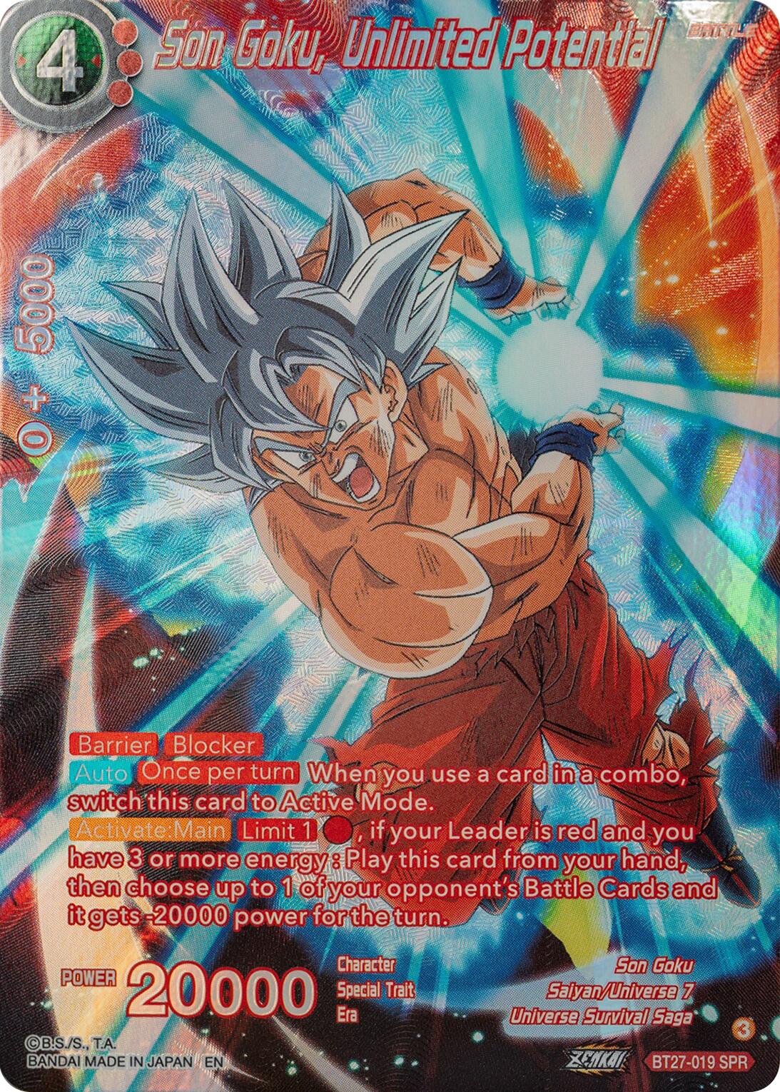 Son Goku, Unlimited Potential (SPR) (BT27-019) [History of Z] | Black Swamp Games