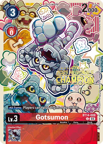 Gotsumon [BT14-009] (2025 Regionals Champion) [Blast Ace Promos] | Black Swamp Games