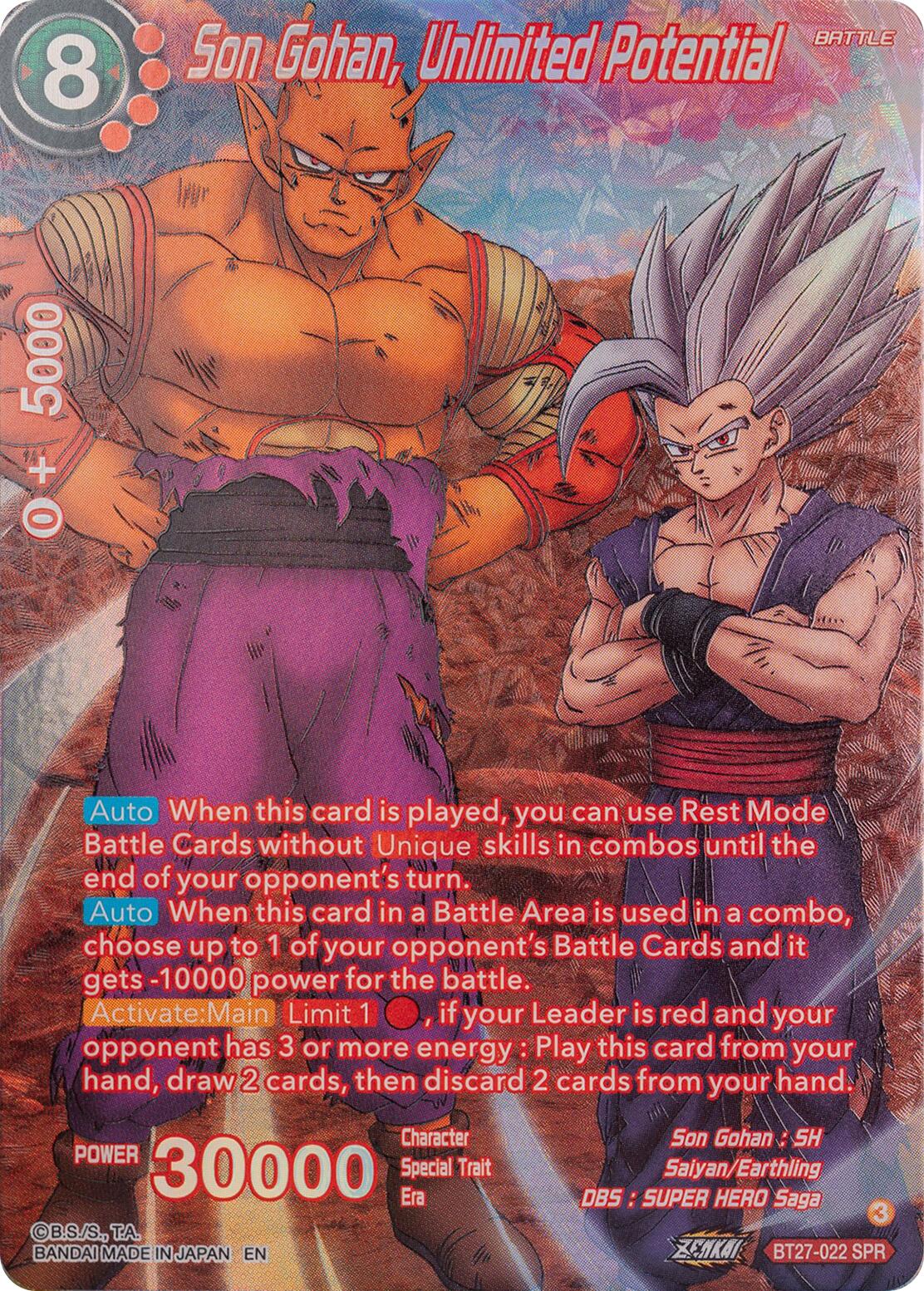 Son Gohan, Unlimited Potential (SPR) (BT27-022) [History of Z] | Black Swamp Games