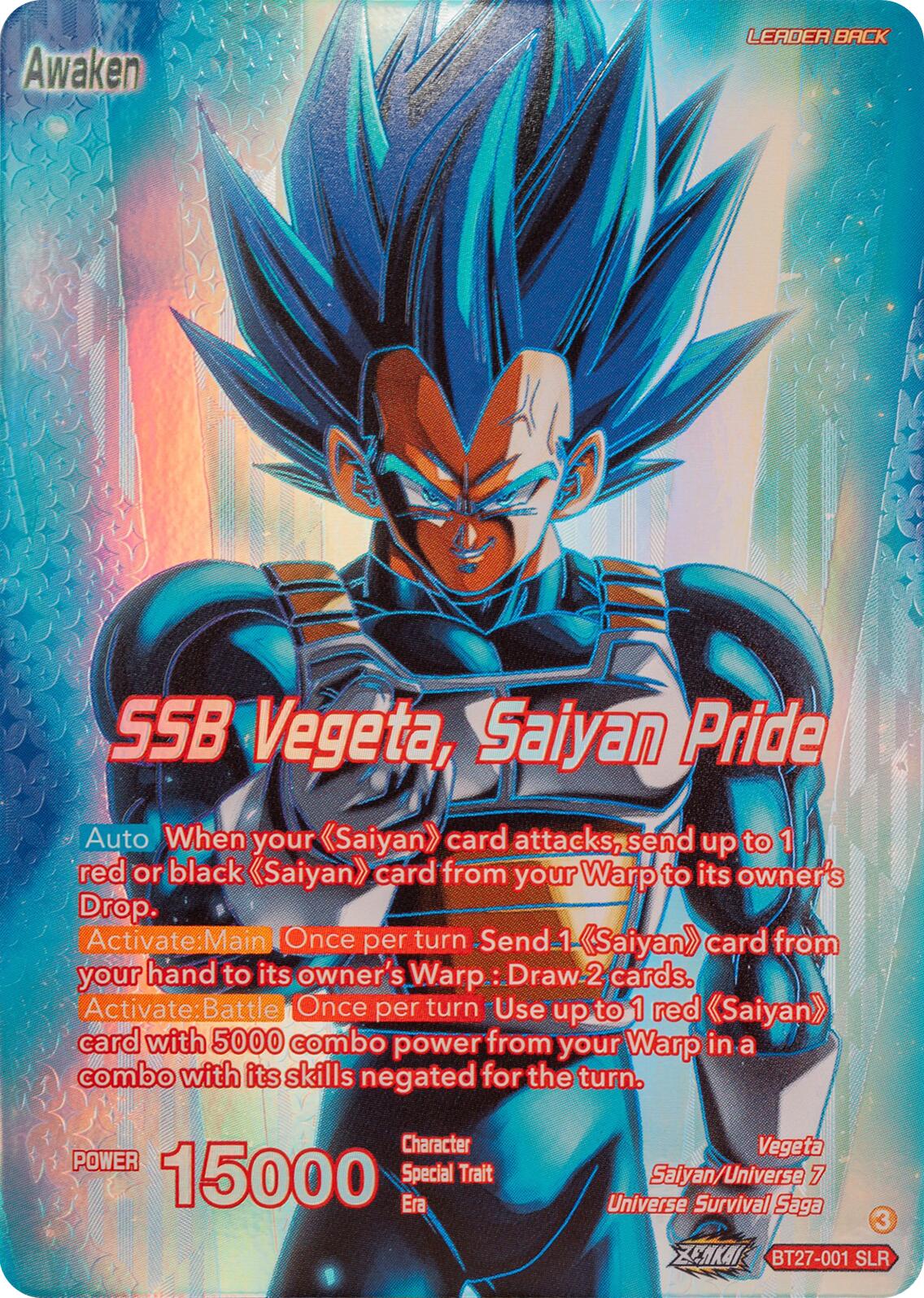 Vegeta // SSB Vegeta, Saiyan Pride (SLR) (BT27-001) [History of Z] | Black Swamp Games