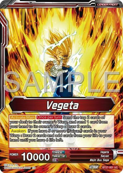 Vegeta // SSB Vegeta, Saiyan Pride (SLR) (BT27-001) [History of Z] | Black Swamp Games