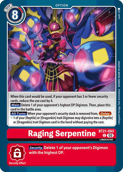 Raging Serpentine [BT21-093] [World Convergence] | Black Swamp Games