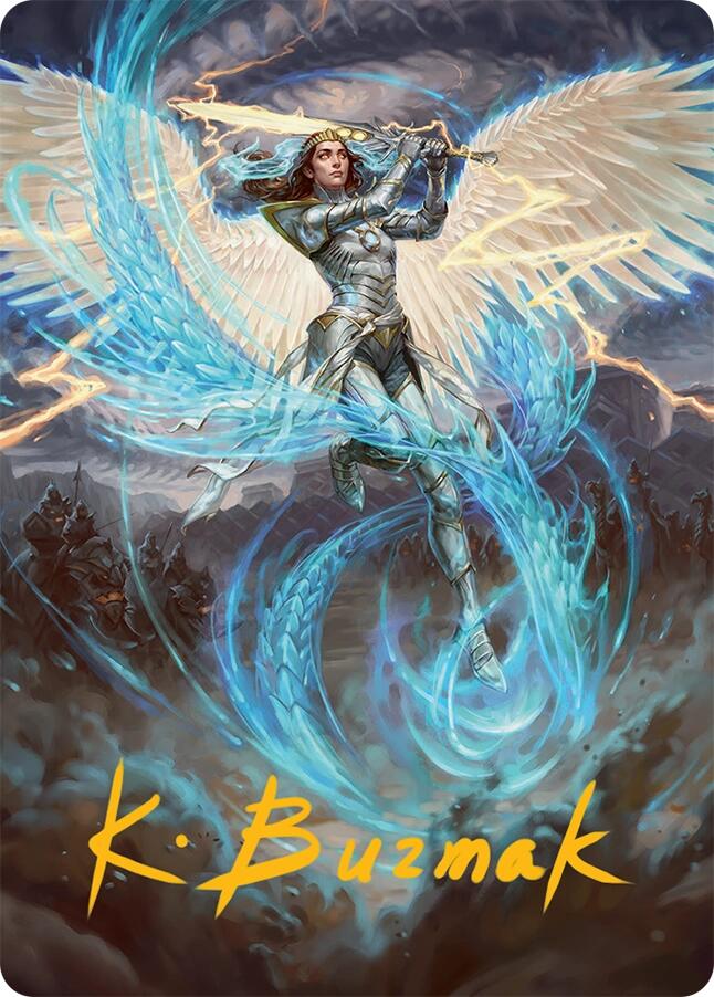 Elspeth, Storm Slayer Art Card (49/54) (Gold-Stamped Signature) [Tarkir: Dragonstorm Art Series] | Black Swamp Games