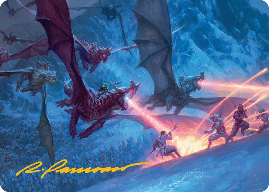 Dragonback Assault Art Card (22/54) (Gold-Stamped Signature) [Tarkir: Dragonstorm Art Series] | Black Swamp Games