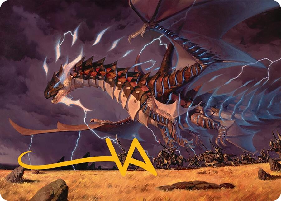 Neriv, Heart of the Storm Art Card (25/54) (Gold-Stamped Signature) [Tarkir: Dragonstorm Art Series] | Black Swamp Games