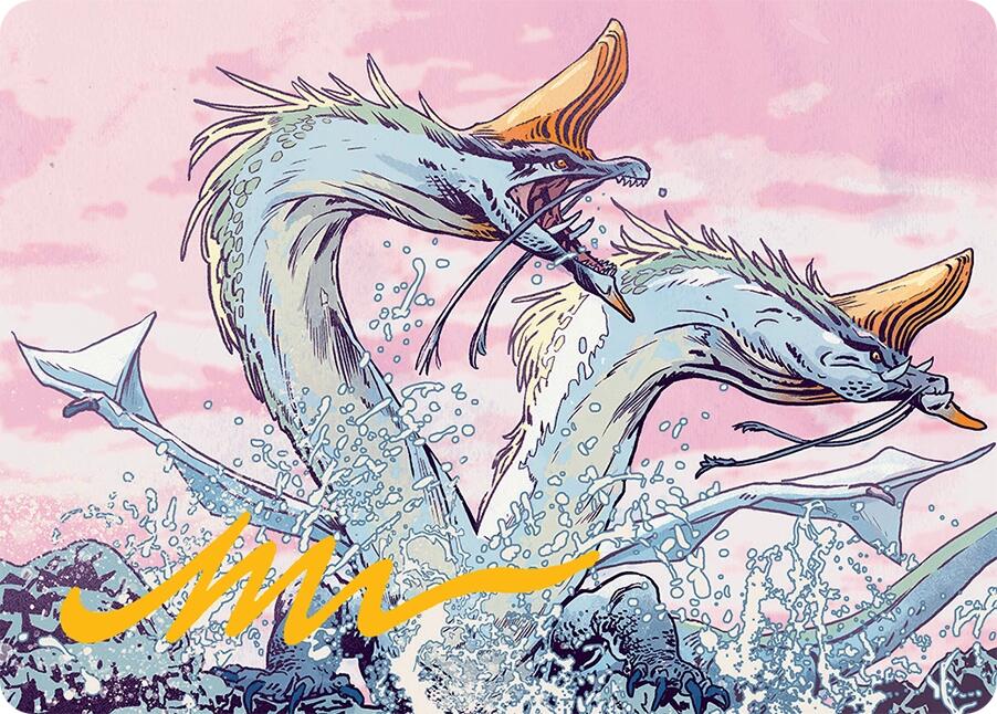 Twinmaw Stormbrood Art Card (39/54) (Gold-Stamped Signature) [Tarkir: Dragonstorm Art Series] | Black Swamp Games