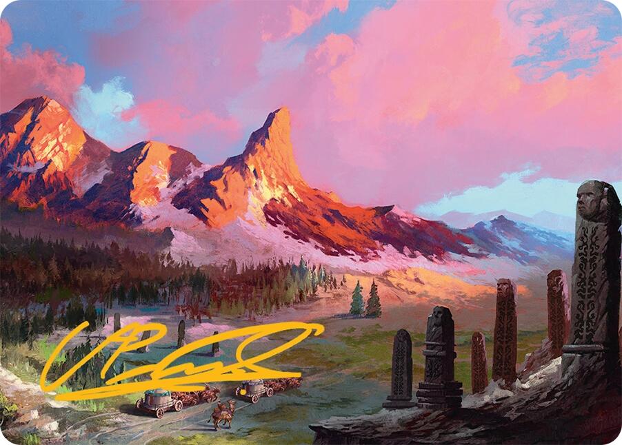 Rugged Highlands Art Card (29/54) (Gold-Stamped Signature) [Tarkir: Dragonstorm Art Series] | Black Swamp Games