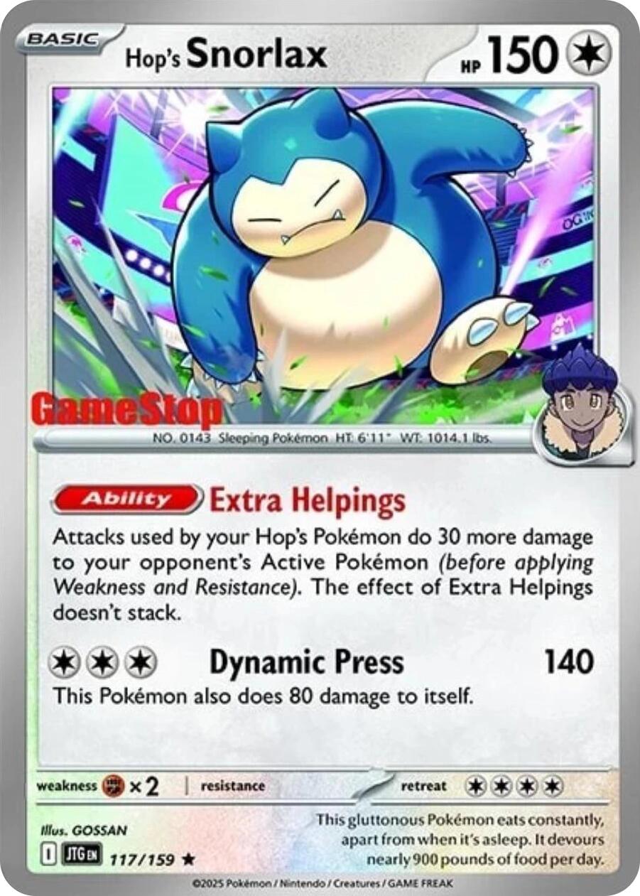 Hop's Snorlax (117/159) (GameStop) (Cosmos Holo) [Scarlet & Violet: Journey Together] | Black Swamp Games