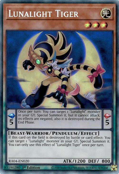 Lunalight Tiger [RA04-EN020] Prismatic Collector's Rare | Black Swamp Games