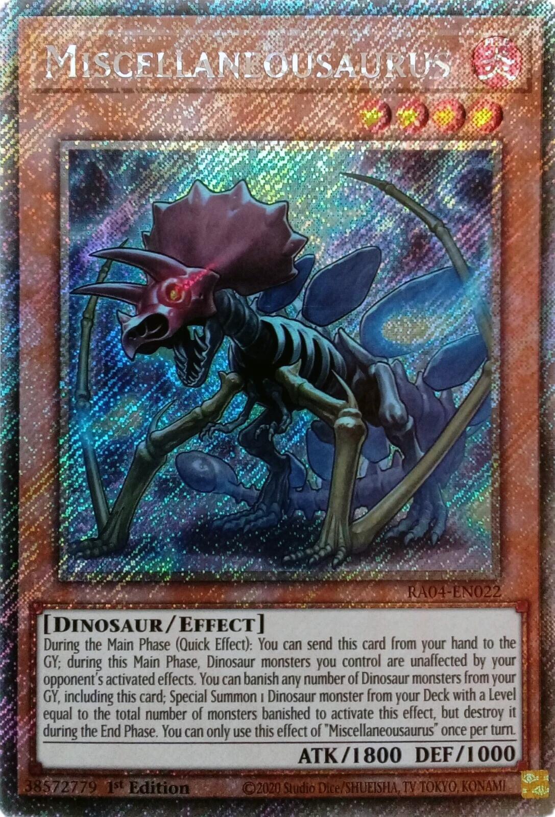 Miscellaneousaurus [RA04-EN022] Platinum Secret Rare | Black Swamp Games
